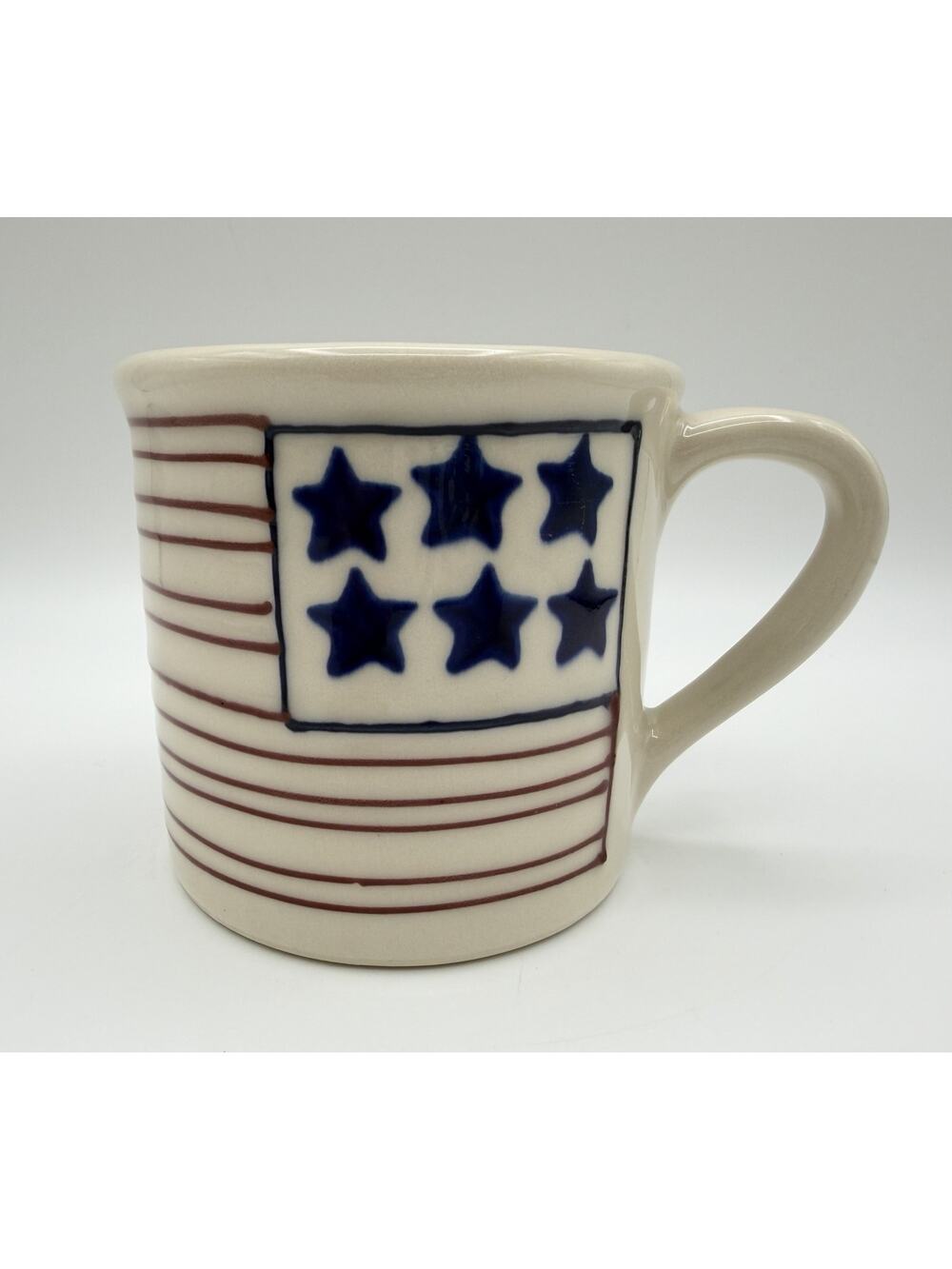 Hartstone Pottery Stars Stripes Patriotic American Flag 12oz Coffee Mug Vintage